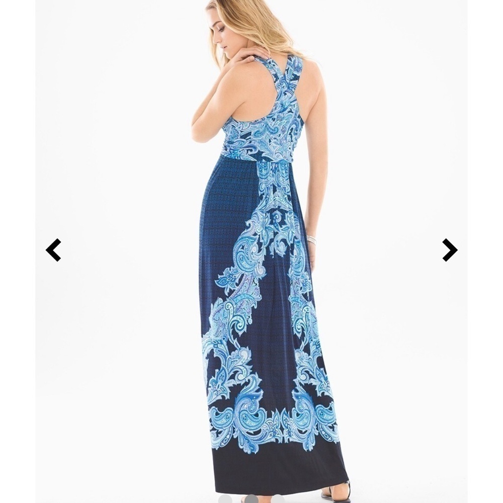 Sleeveless Cross Back Maxi Dress Paisley Di Mare - Picture 2 of 7